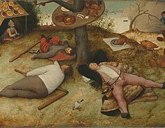 Gemälde von Piter Bruegel, Männer liegen unter einem Baum