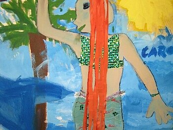 Malerei einer Meerjungfrau an der Grundschule an der Astrid-Lindgren-Strasse