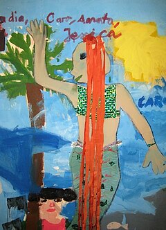 Malerei einer Meerjungfrau an der Grundschule an der Astrid-Lindgren-Strasse