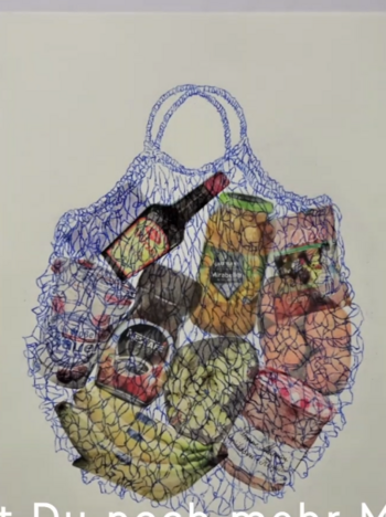 Zeichnung Stoffnetz mit Lebensmitteln