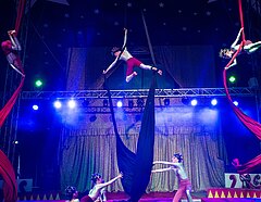 Junge Akrobatinnen üben ihre Performance