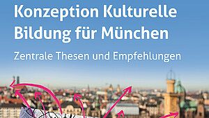 Zwei Hände halten einen Stadtplan von München hoch, in dem Orte der Kulturellen Bildung eingezeichnet wurden.