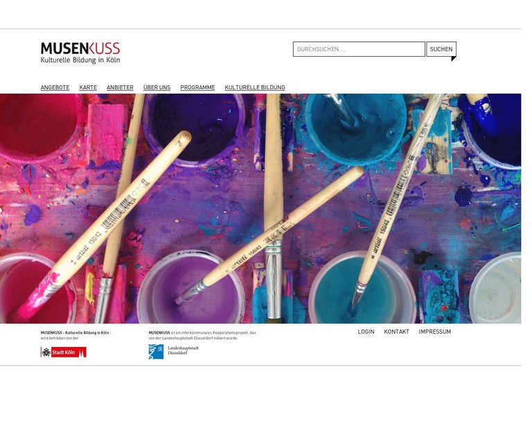 Screenshot der Startseite von Musenkuss Köln